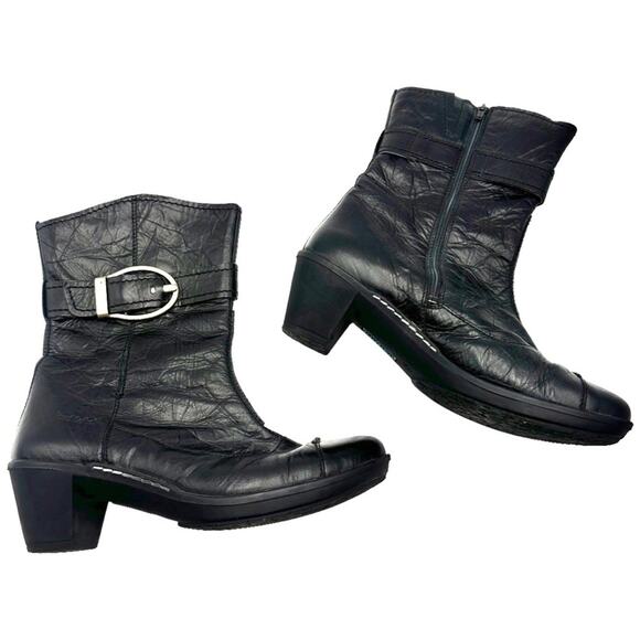 JOSEF SEIBEL women's black leather mid-calf boots - SIZE 11 - Picture 2 of 16